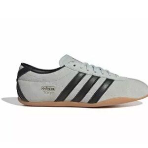 adidas Tokyo Womens Lace-Up Sneakers - Light Gray & Black